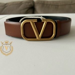 Valentino Sadle Leather Borwn Designer Belt